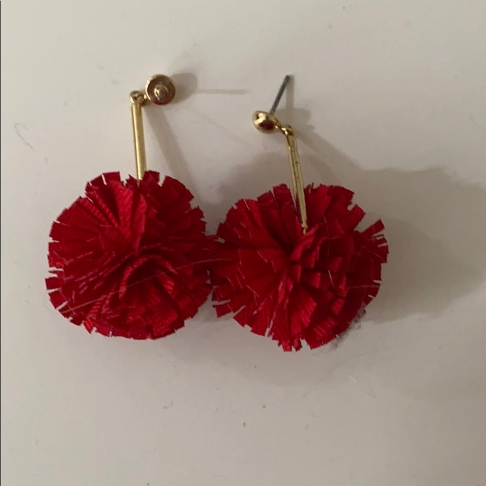 Jcrew earrings - red taffeta balls